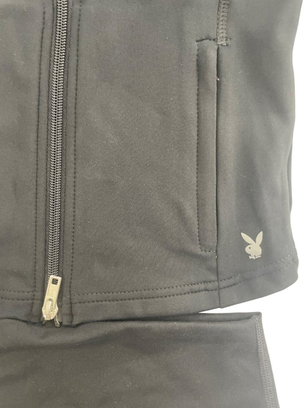 Playboy Jacket & Shorts 2-PIECE-SET Stretchy Black Full-Zip Women's Size S NWT - Picture 4 of 9
